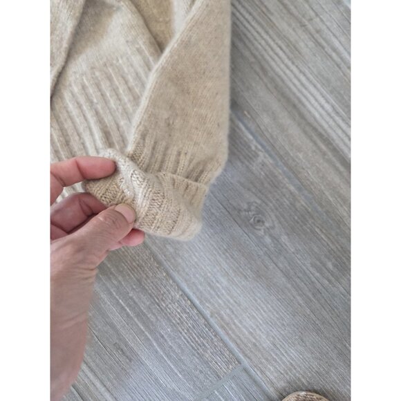 Elana Solano Cashmere Cardigan Tan Size Large. Hole Mended. Pls See Picture - Picture 7 of 8